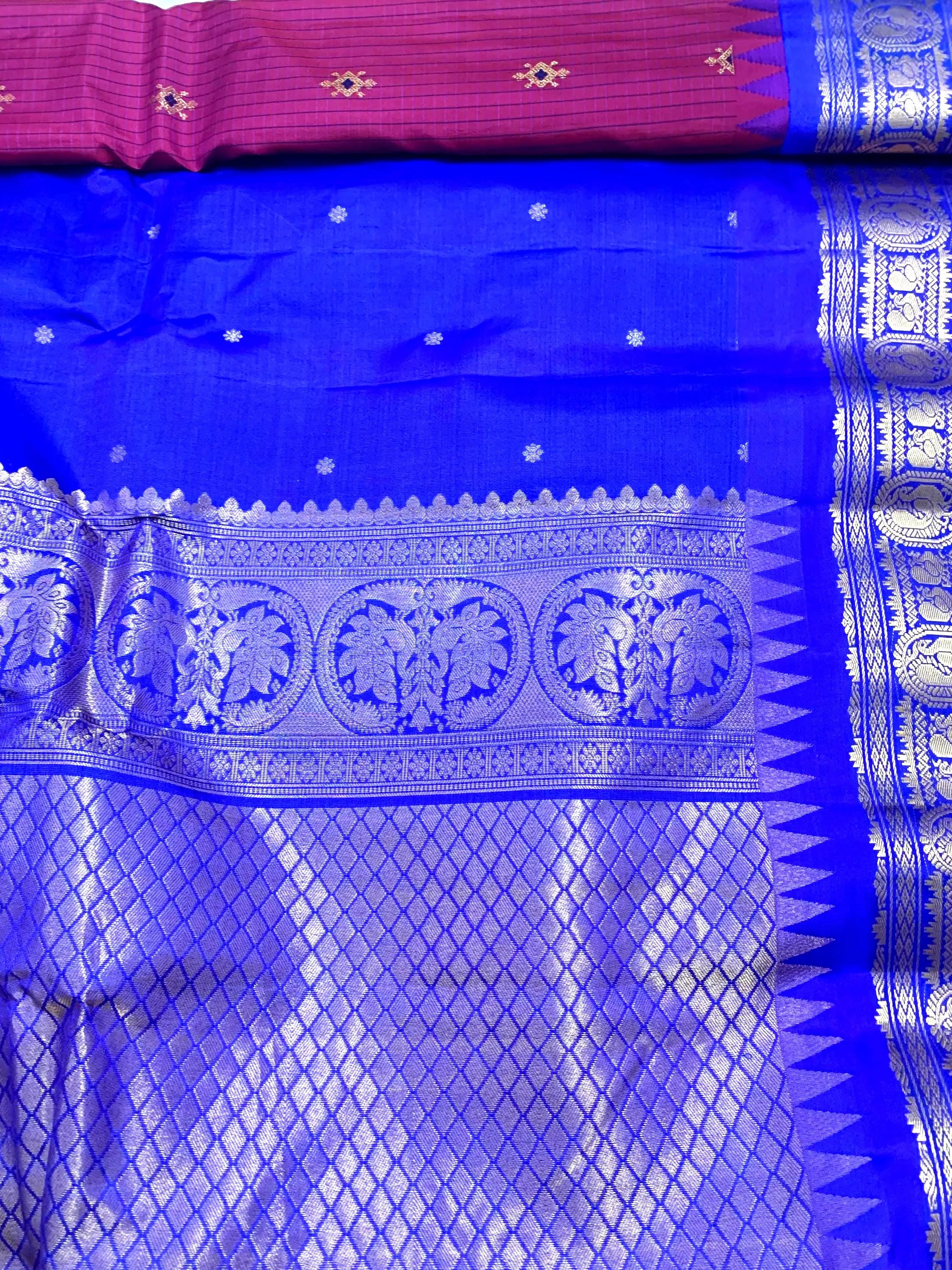 Deep Magenta Gadwal Silk Saree