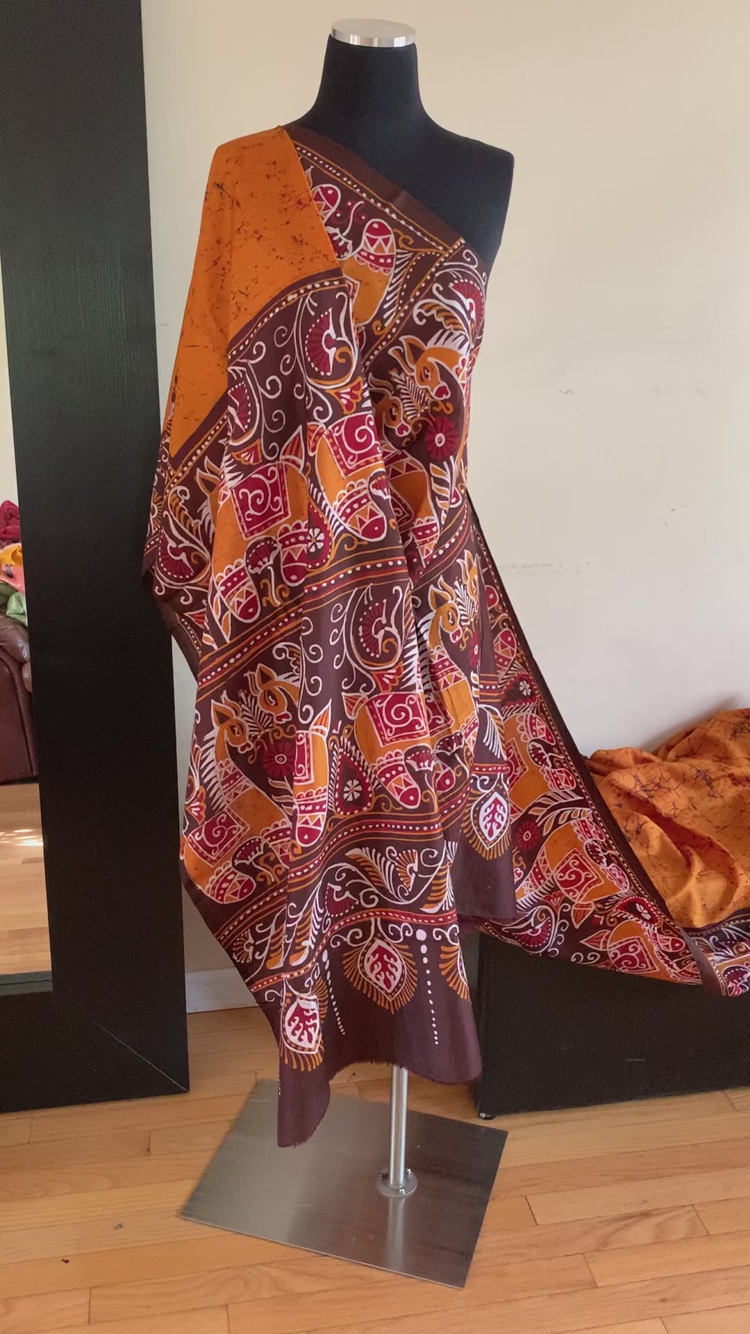 Mustard Yellow Batik Silk Saree