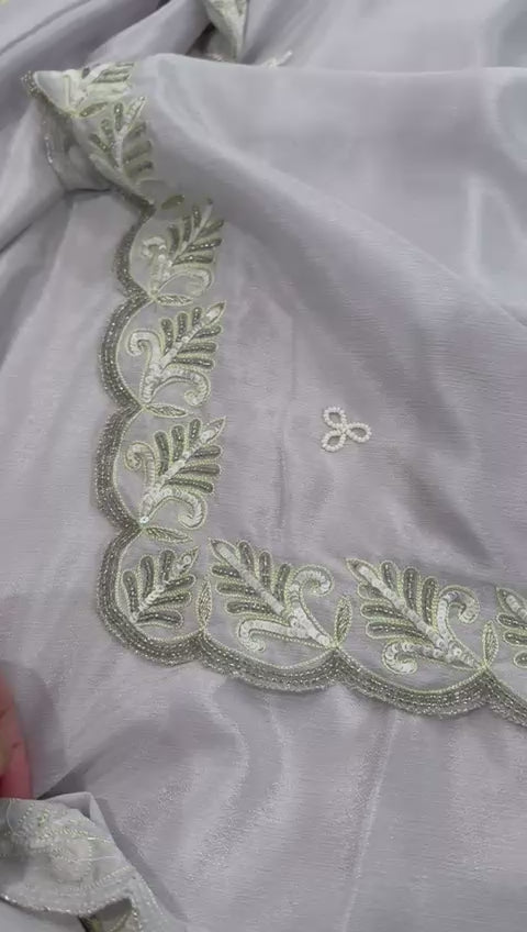 Silver Gray Designer Saree