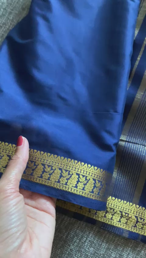 Navy Blue Mysore Silk Saree