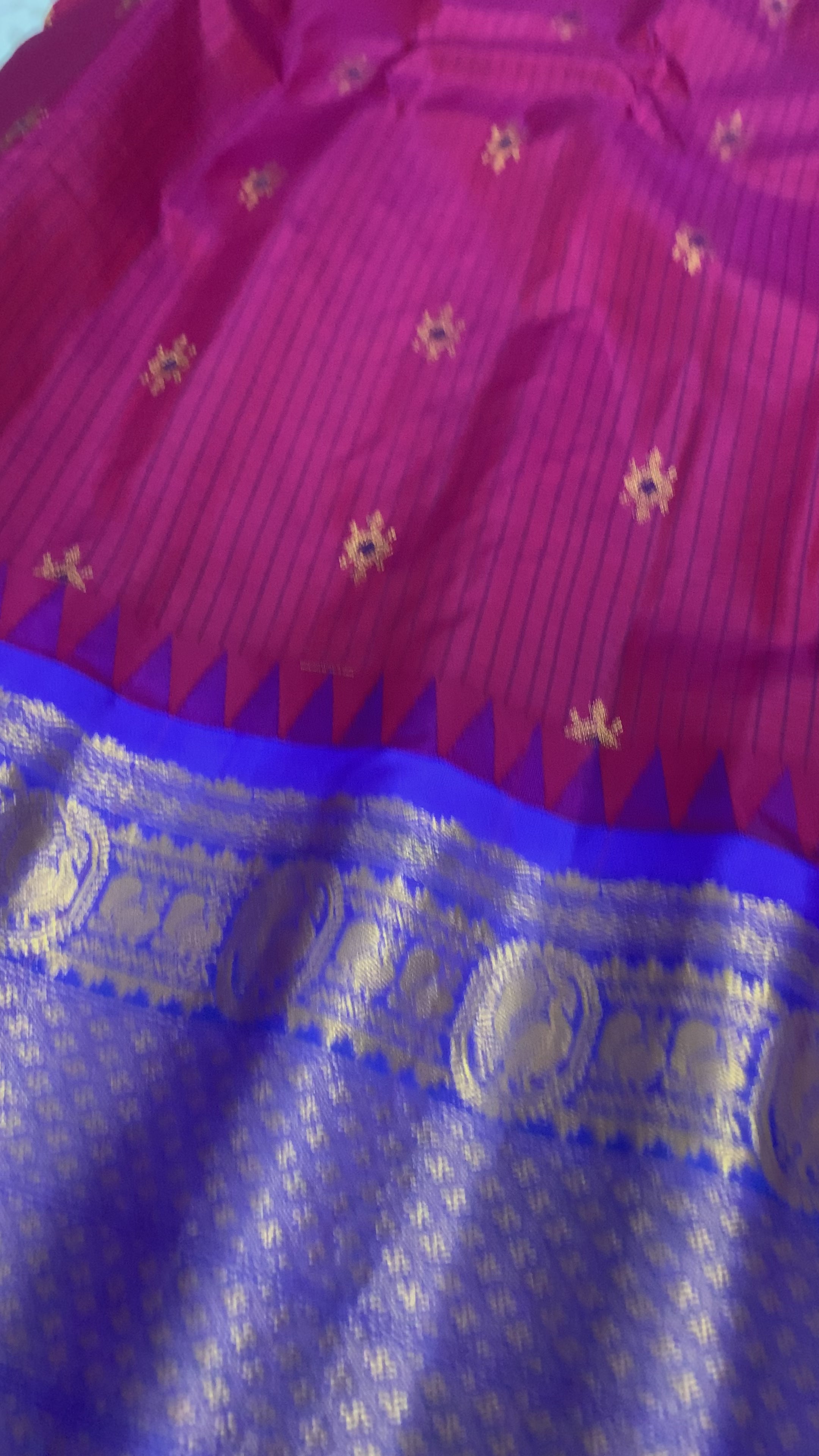 Deep Magenta Gadwal Silk Saree