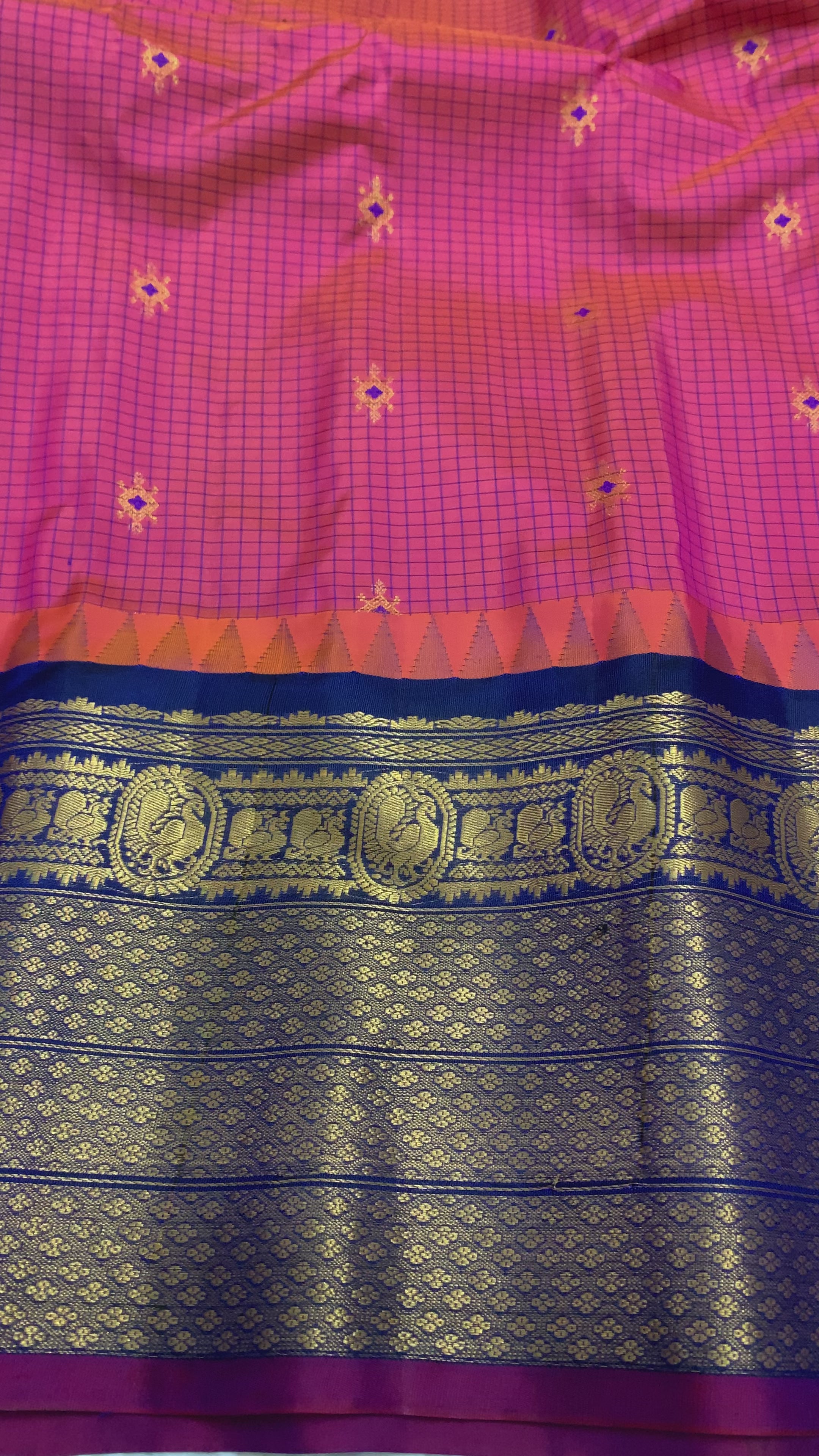 Deep Peach Gadwal Silk Saree