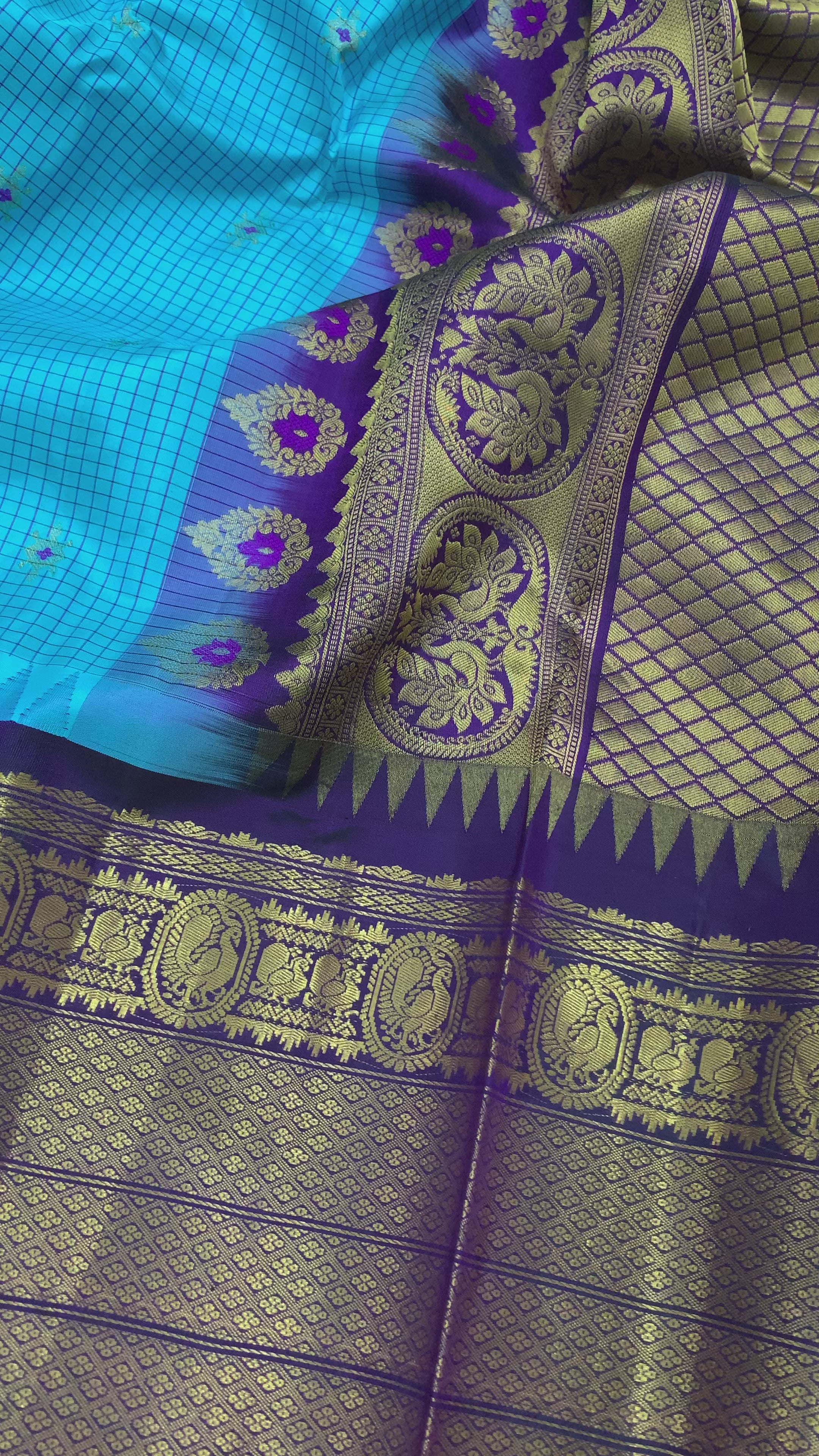 Capri Blue Gadwal Silk Saree