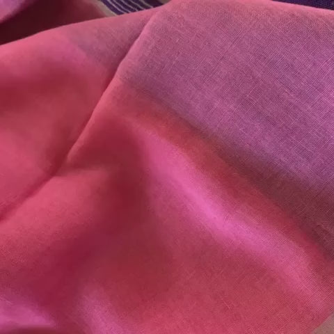 Cotton Candy Pink and Purple Linen Saree
