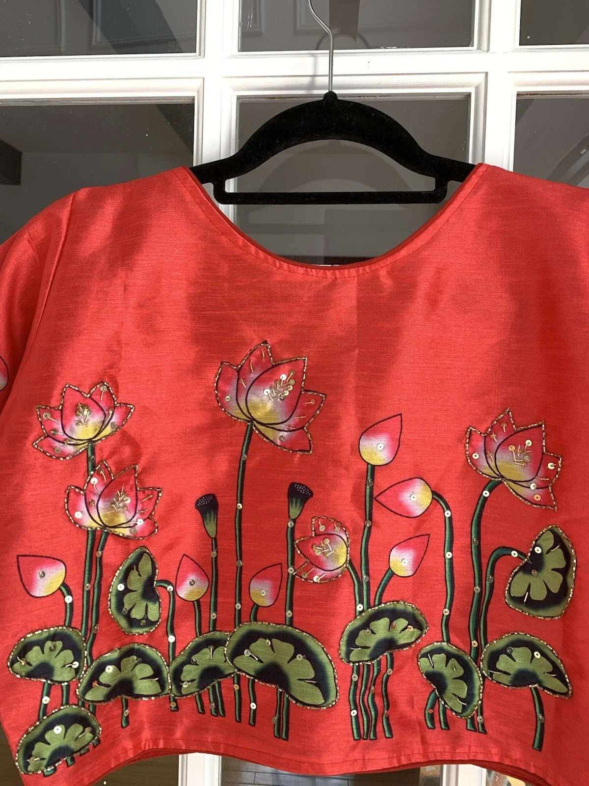 Orange Pichwai Design Printed Blouse