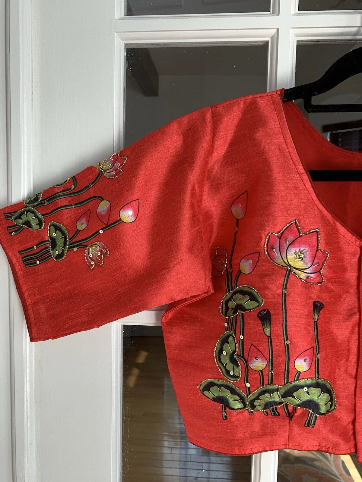 Orange Pichwai Design Printed Blouse