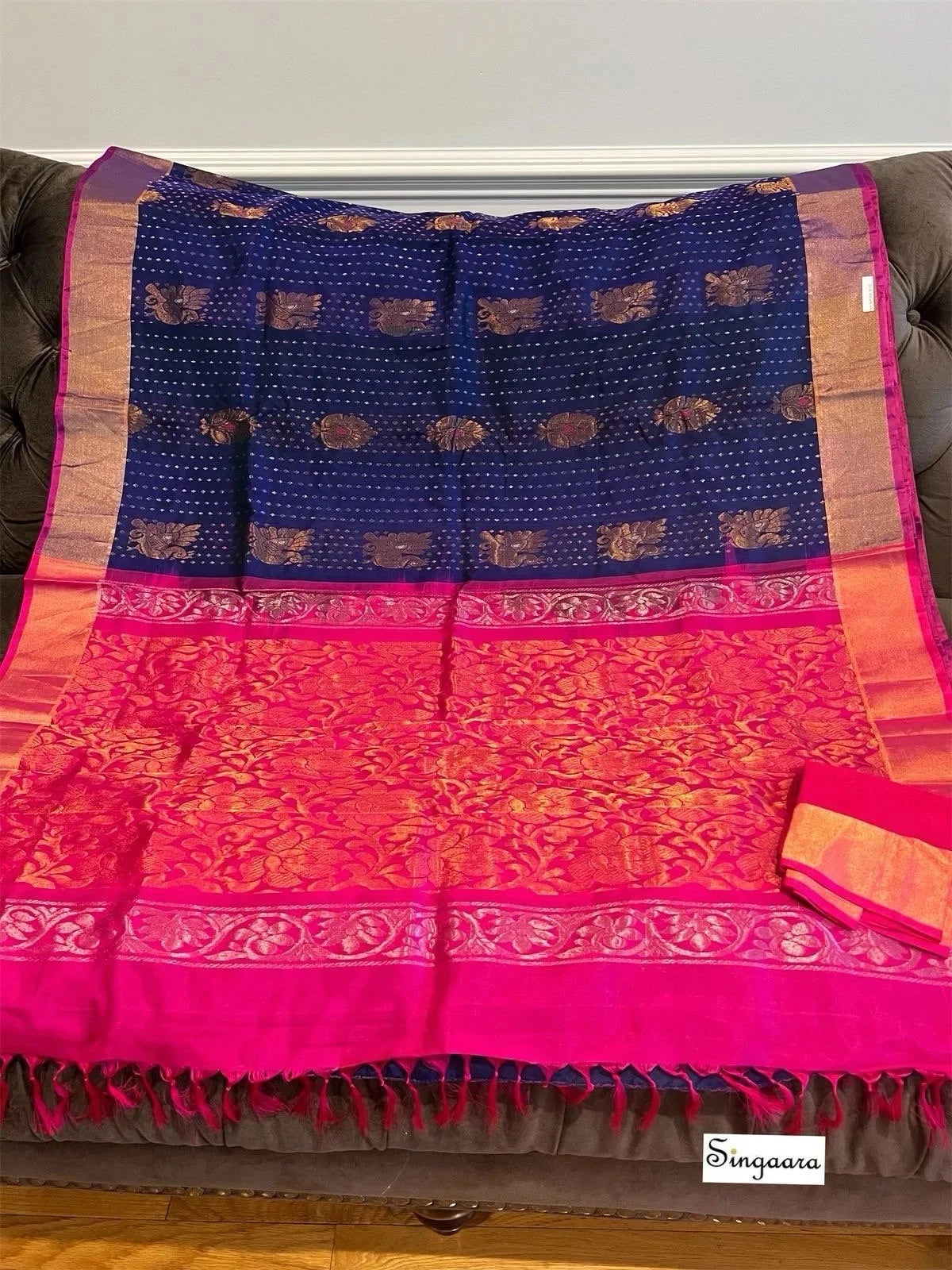 Navy Blue Uppada Silk Saree
