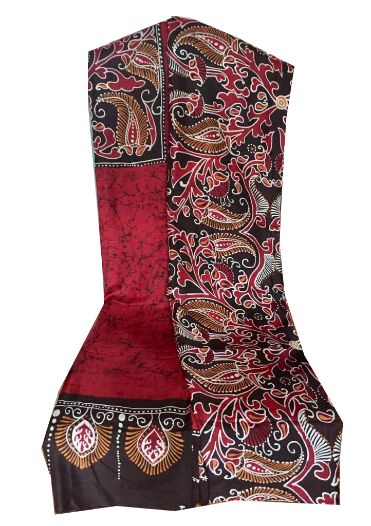 Maroon Red Batik Silk Saree