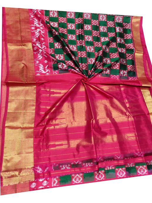 Green Handloom Pochampally Ikat Pure Silk Saree