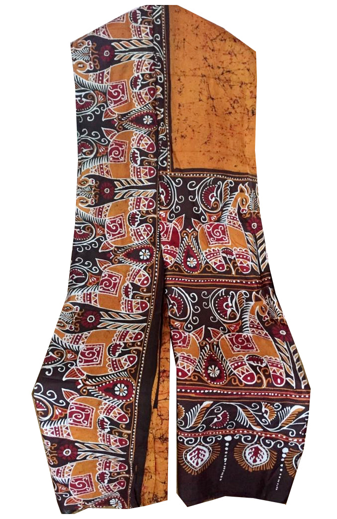 Mustard Yellow Batik Silk Saree