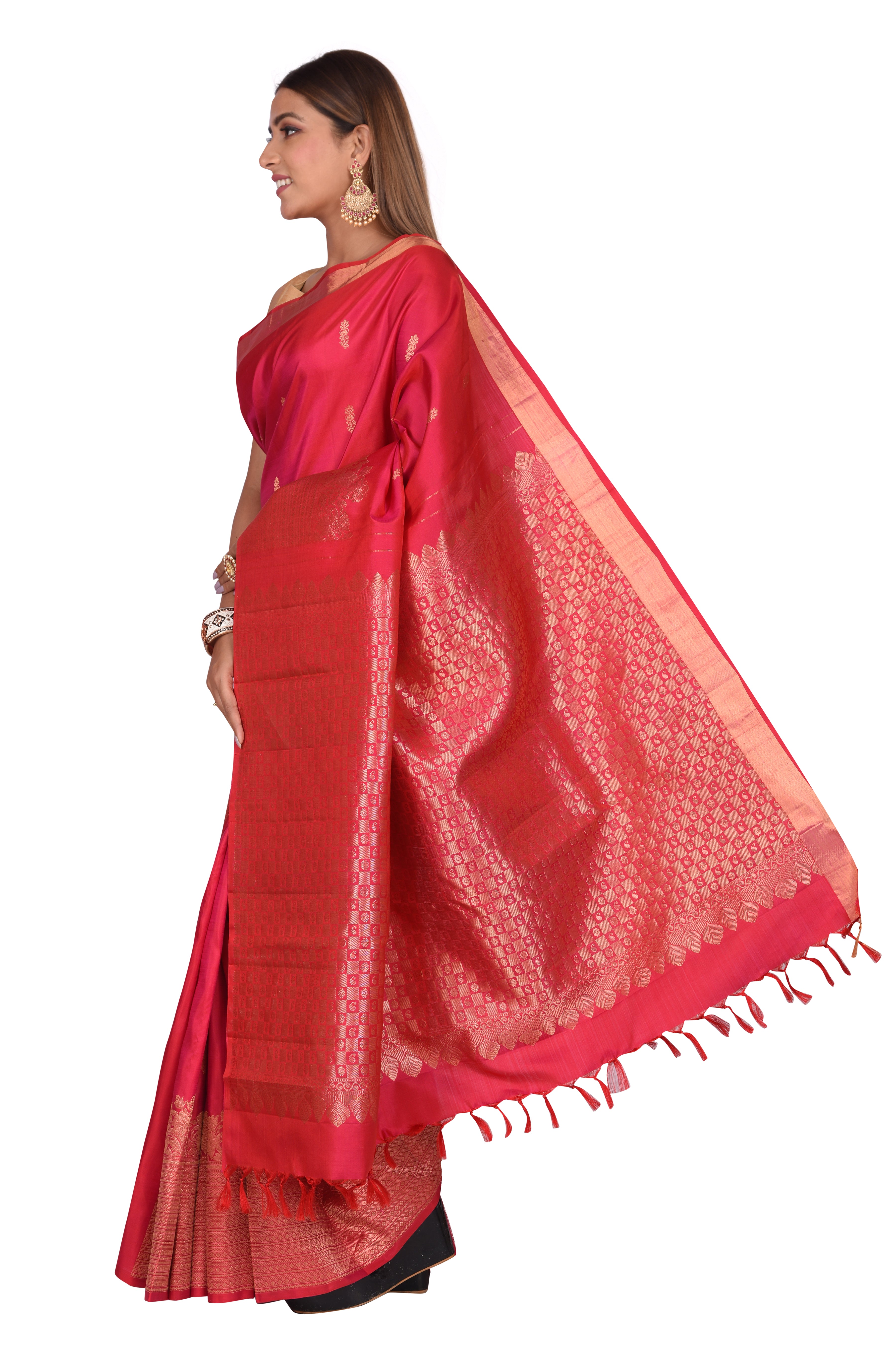 Contemporary Pink Kanchipuram Silk Saree