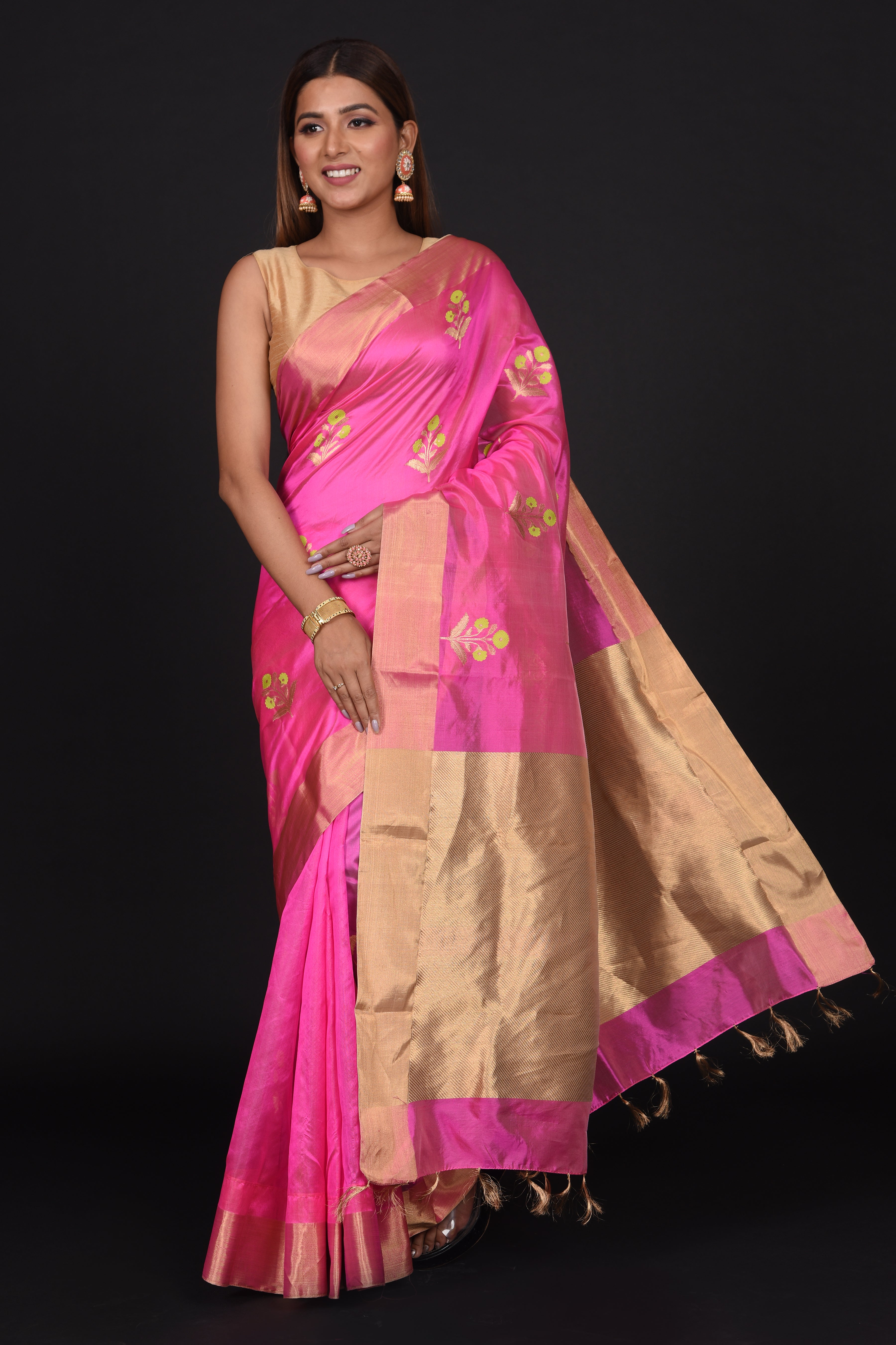 Rani Pink Chanderi Silk Saree