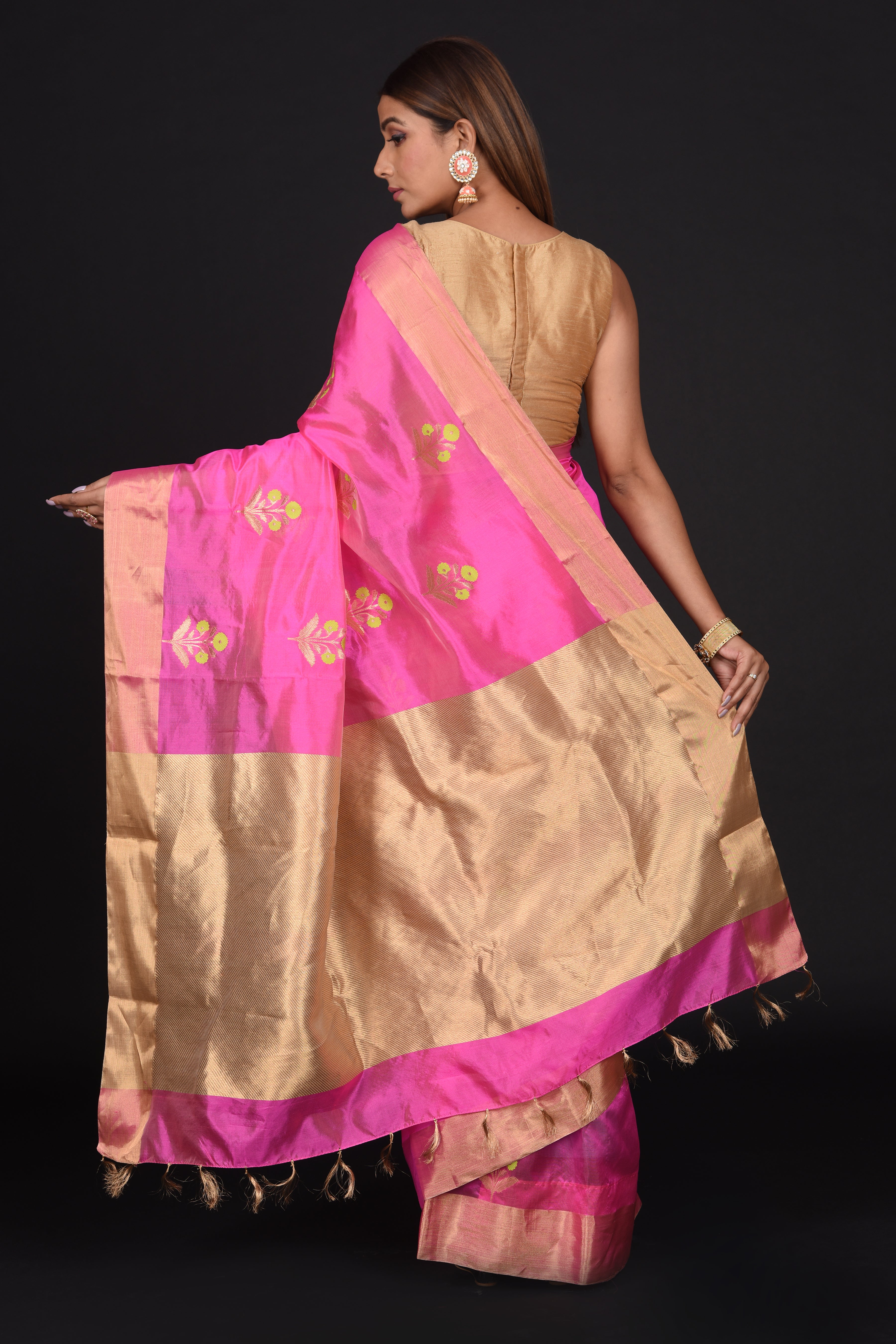 Rani Pink Chanderi Silk Saree
