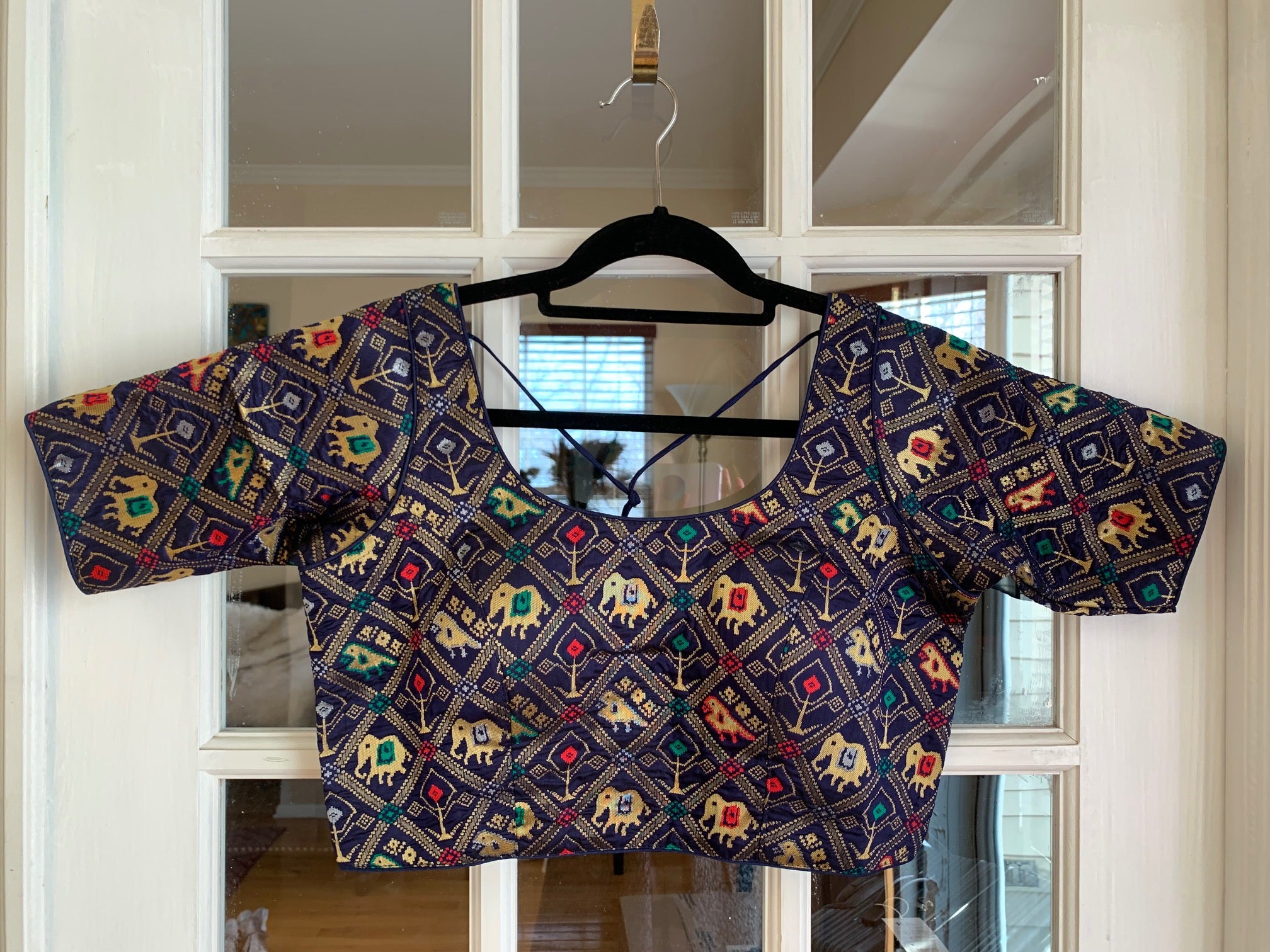 Checkered Patola Design Banarasi Blouse