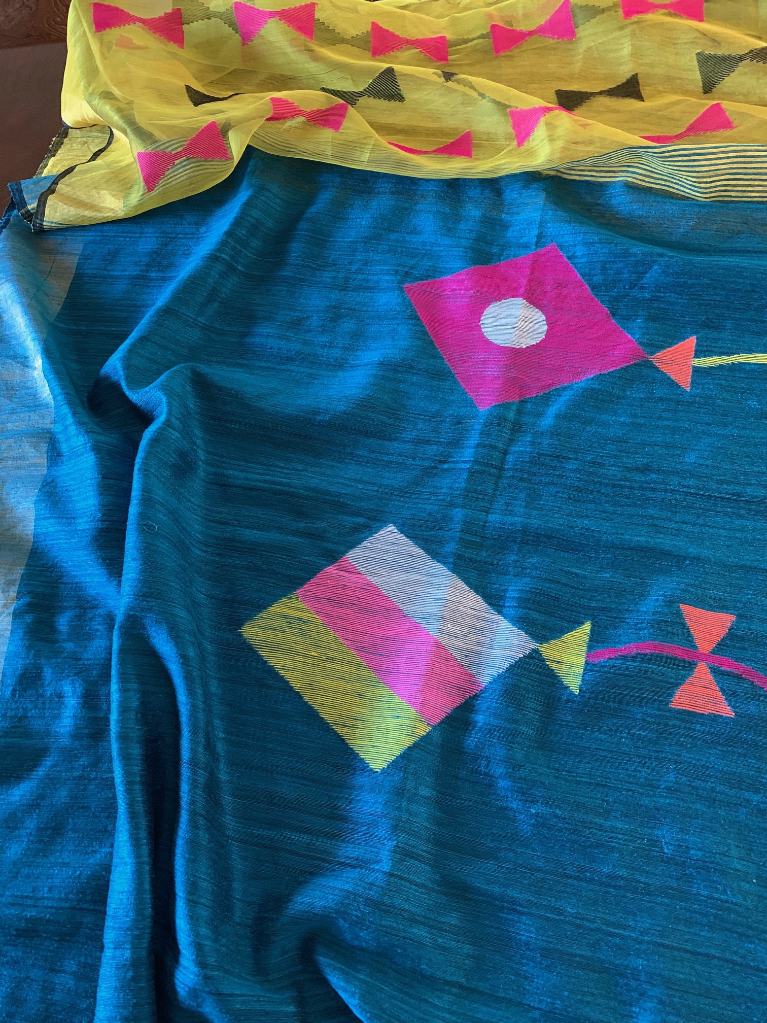 Deep Copper Sulphate Blue Matka Silk Saree