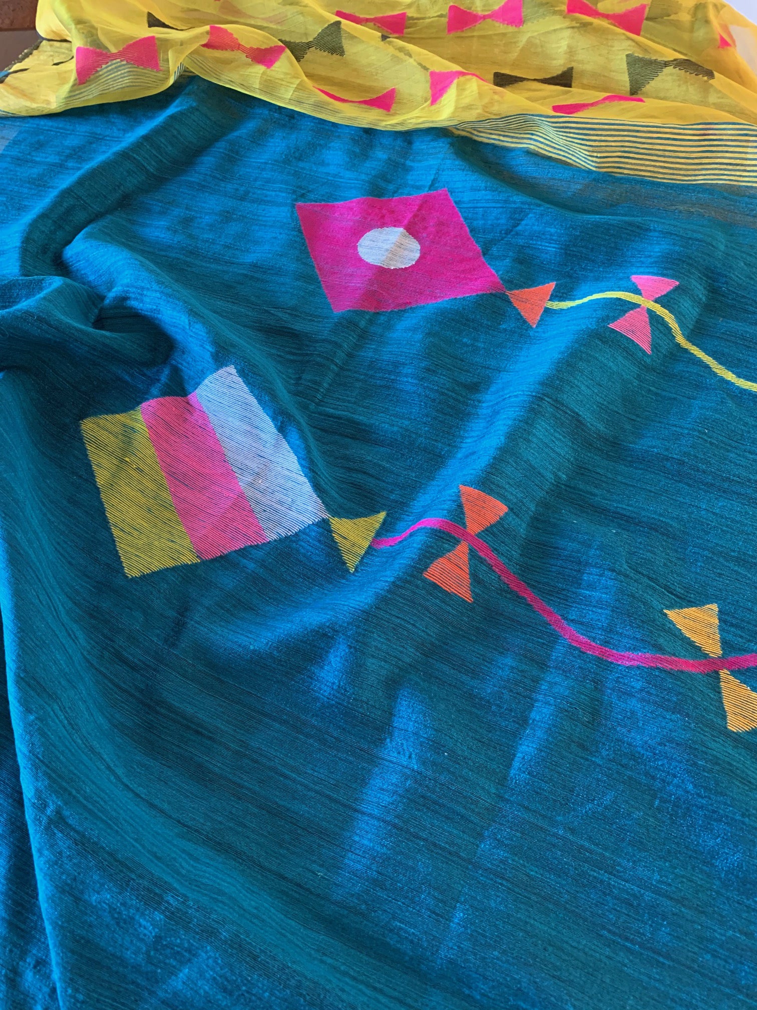 Deep Copper Sulphate Blue Matka Silk Saree