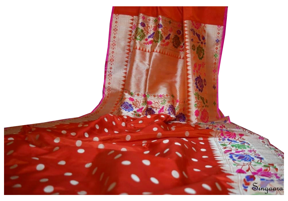 Red Paithani Design Banarasi Silk Saree