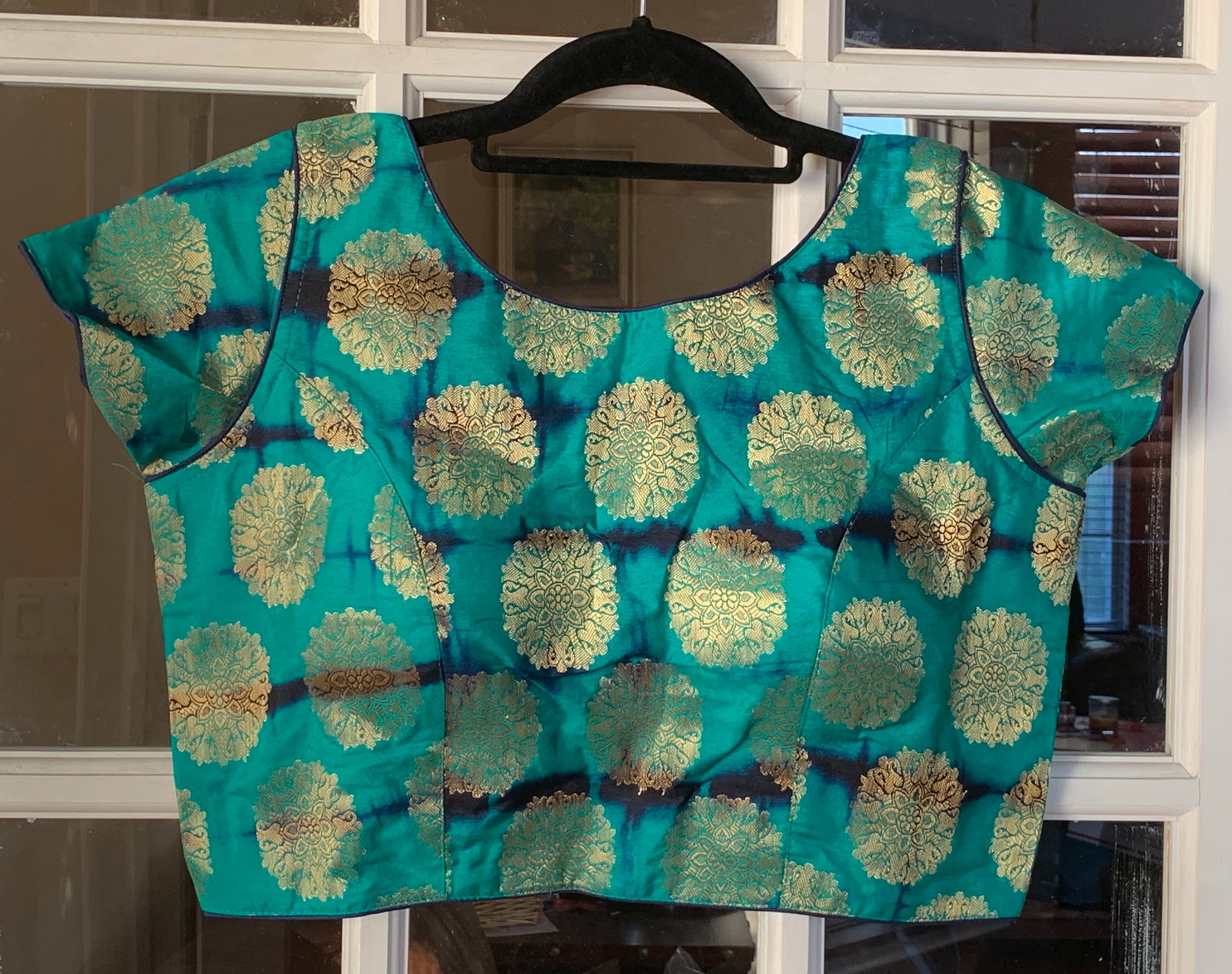 Green Tie and Dye Banarasi Blouse
