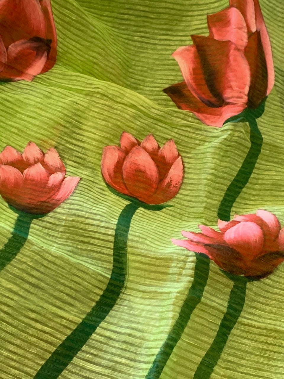 Parrot Green Linen Silk Saree