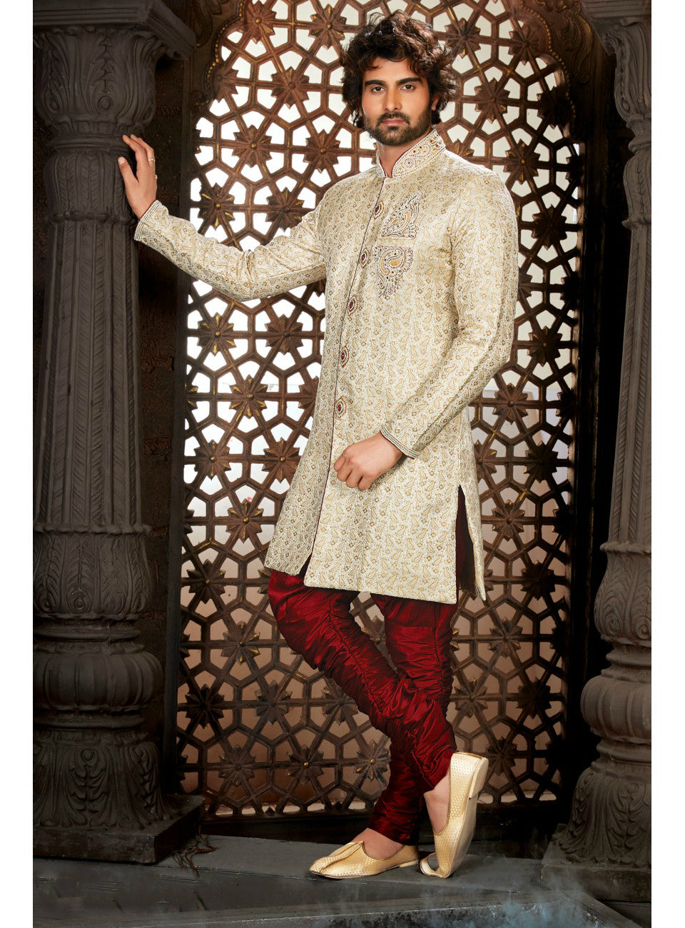 Off White Wedding Sherwani