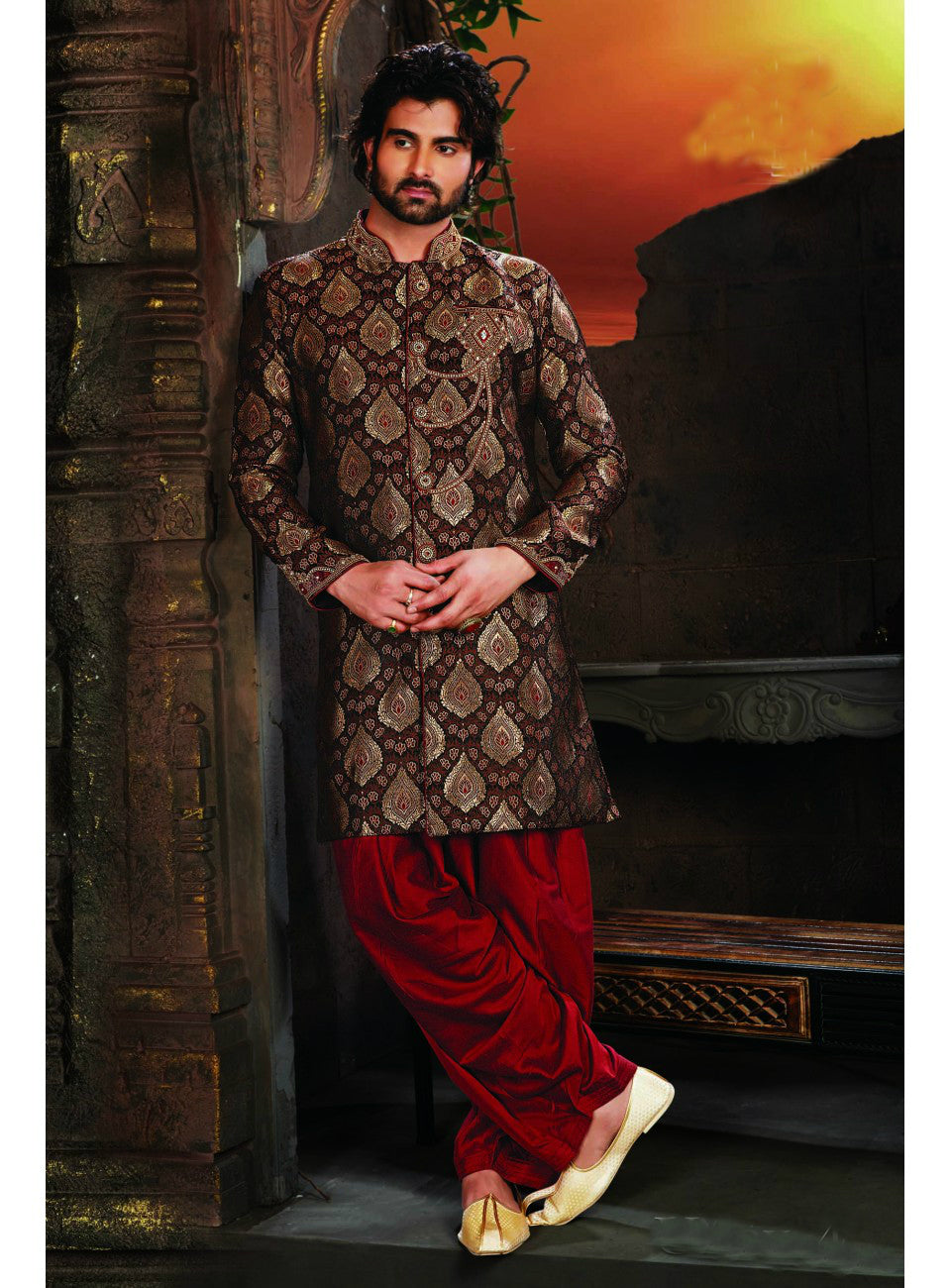 Black Wedding Sherwani