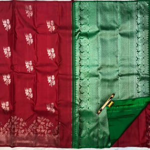 Bridal Maroon Red Handloom Kanchipuram Silk Saree