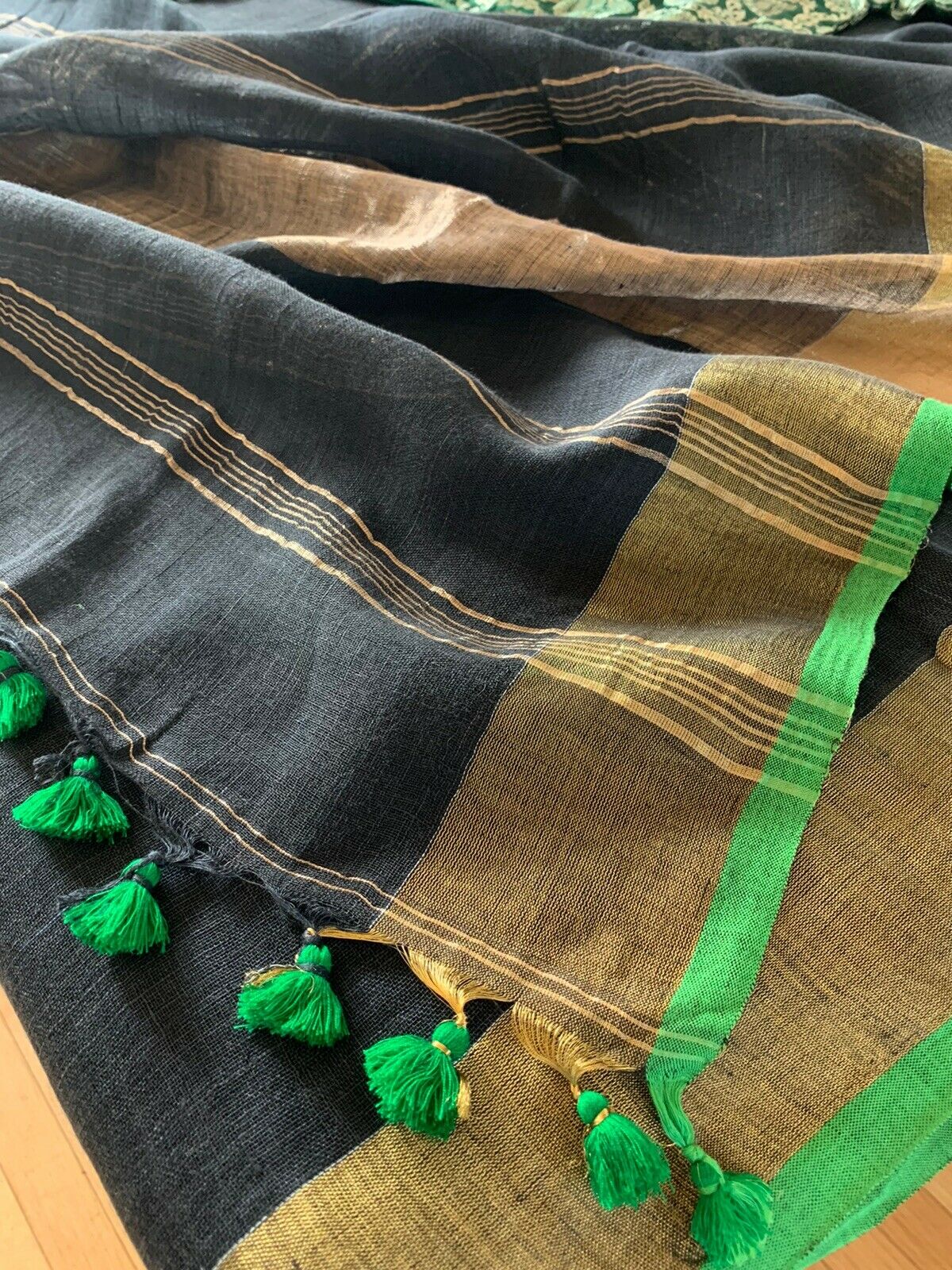 Black Linen Saree
