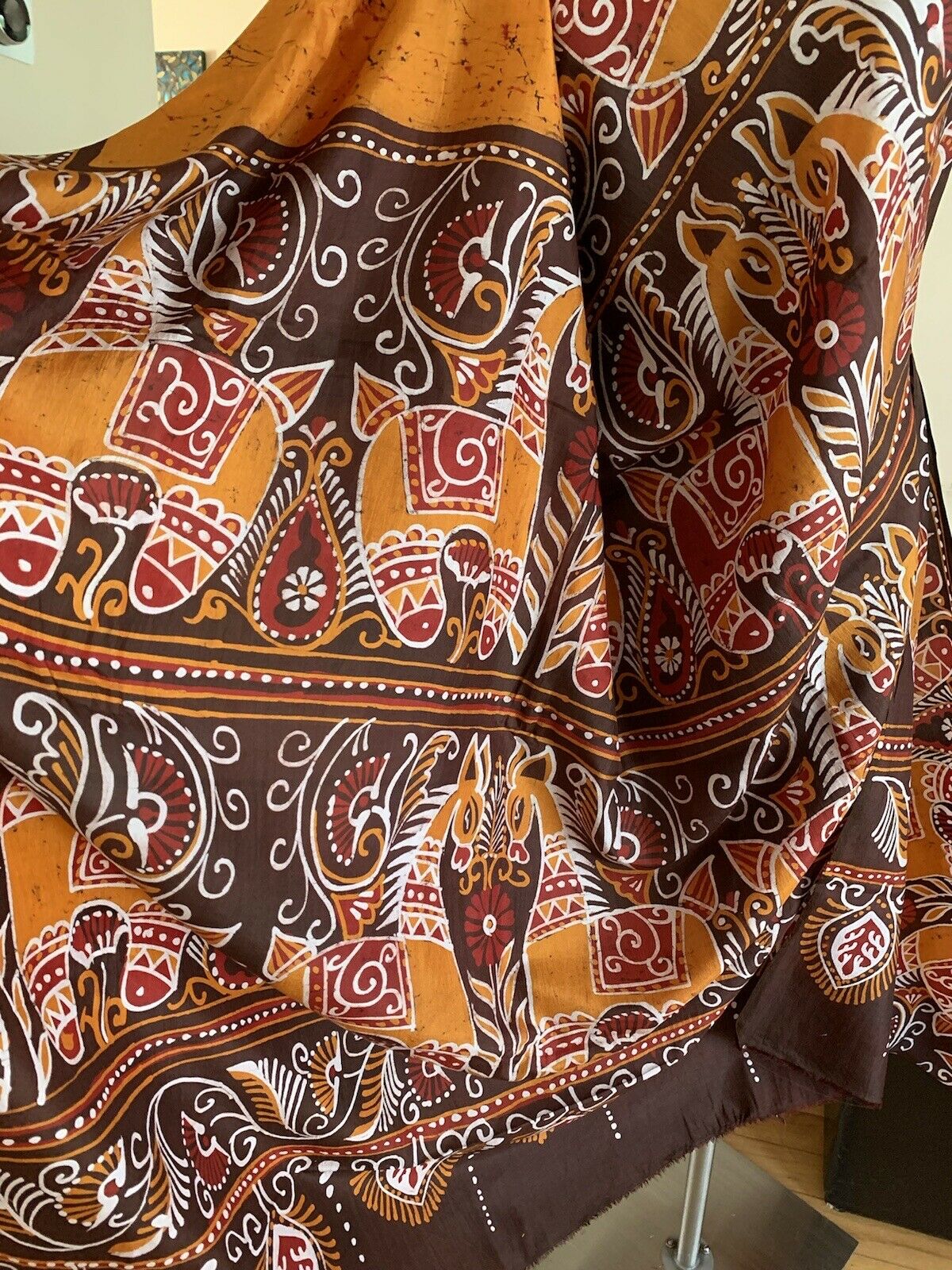 Mustard Yellow Batik Silk Saree