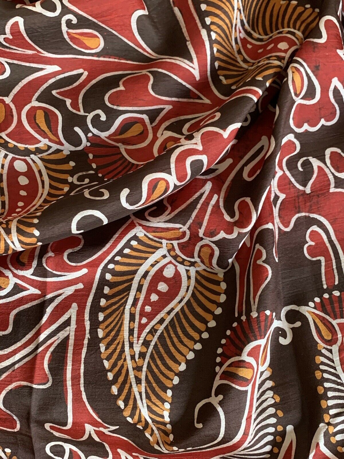 Maroon Red Batik Silk Saree