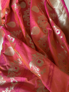 Wedding Pink Peach Banarasi Katan Silk Saree