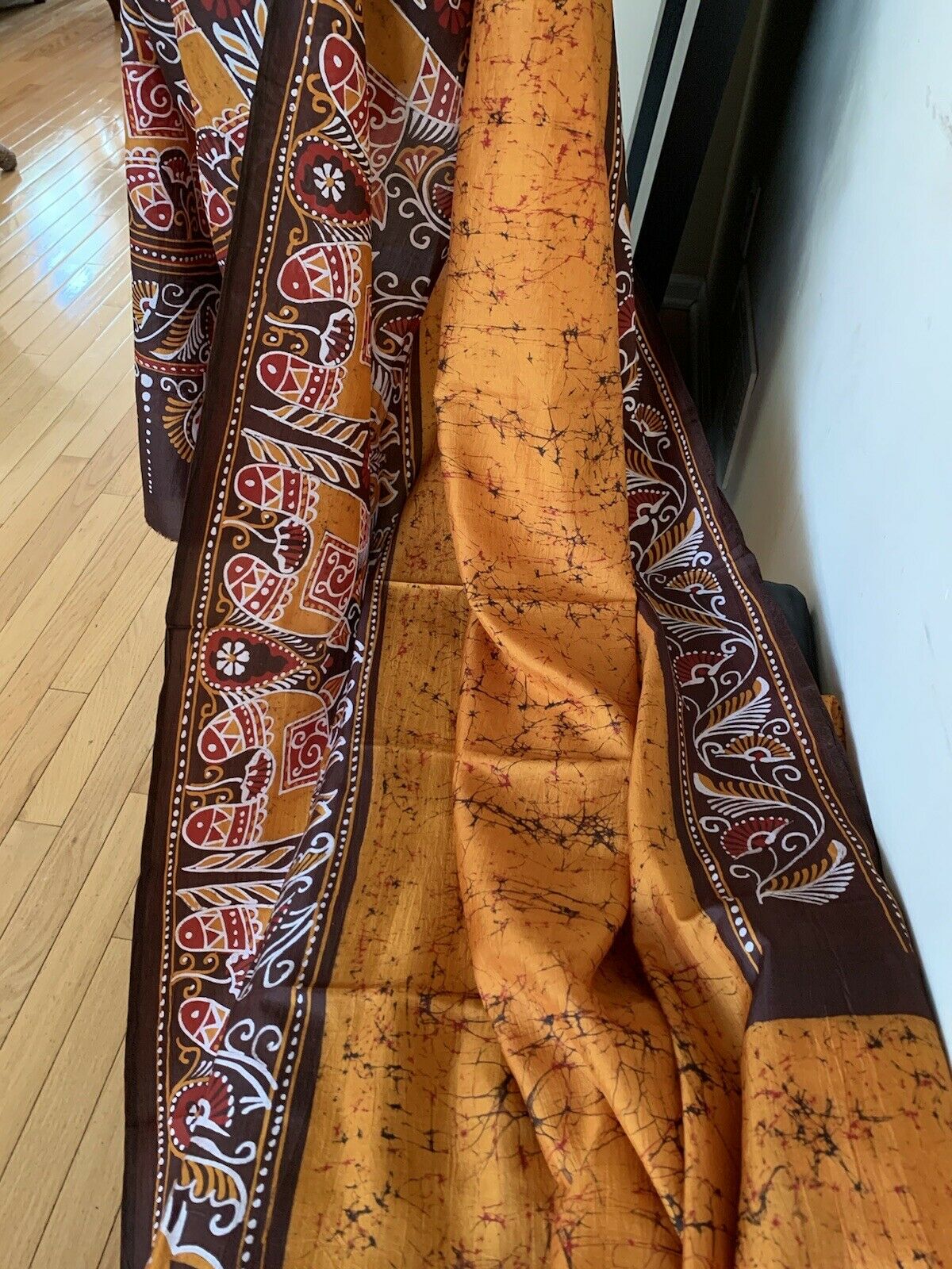 Mustard Yellow Batik Silk Saree