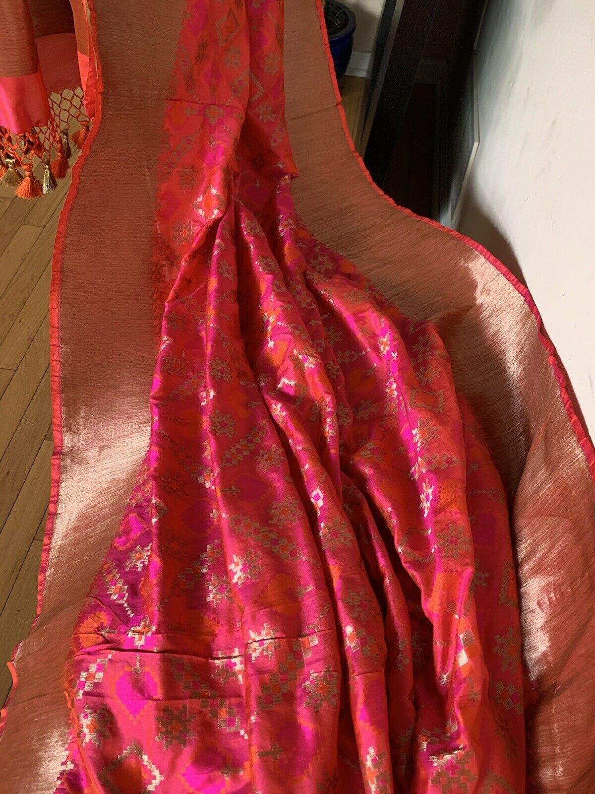 Wedding Pink Patola Banarasi Katan Silk Saree