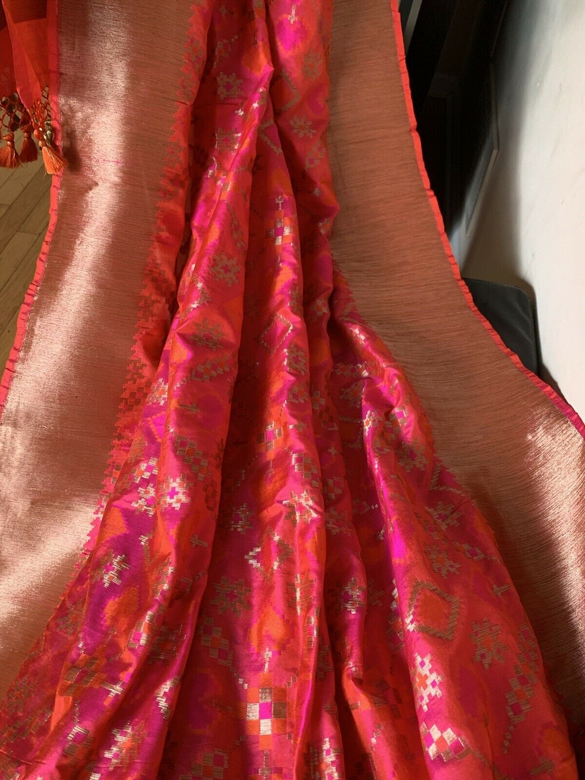 Wedding Pink Patola Banarasi Katan Silk Saree