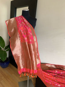 Wedding Pink Patola Banarasi Katan Silk Saree
