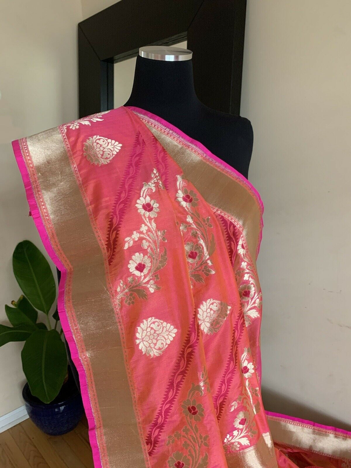 Wedding Pink Peach Banarasi Katan Silk Saree