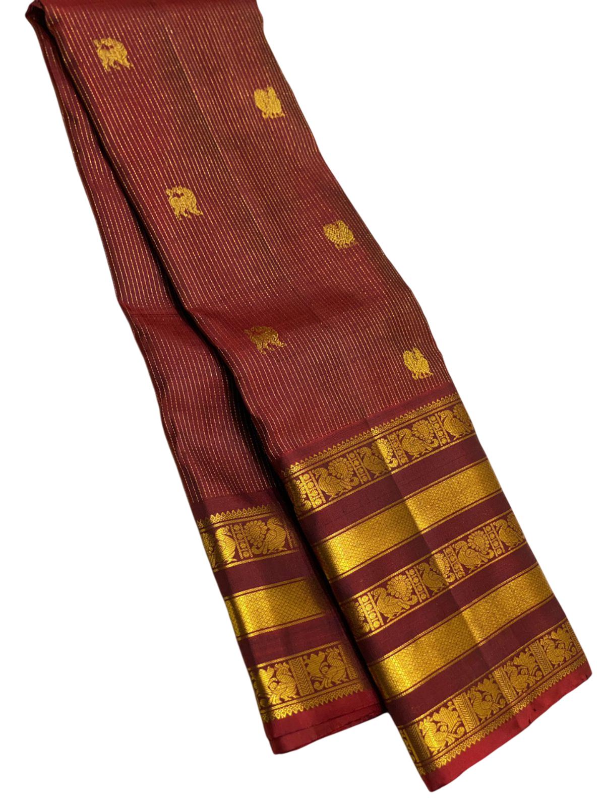 Bridal Kanchipuram Silk Saree Wedding Sari Traditional South Indian Saree Partywear Ethnic Outfit for Women Kanjeevaram Sari with 2gm Zari