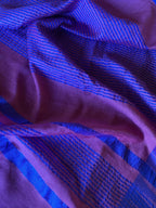 Magenta Rose and Blue Bhagalpur Saree with Blouse