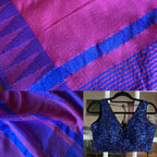 Magenta Rose and Blue Bhagalpur Saree with Blouse