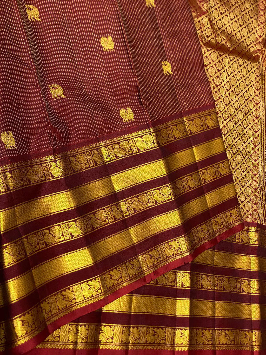Bridal Kanchipuram Silk Saree Wedding Sari Traditional South Indian Saree Partywear Ethnic Outfit for Women Kanjeevaram Sari with 2gm Zari