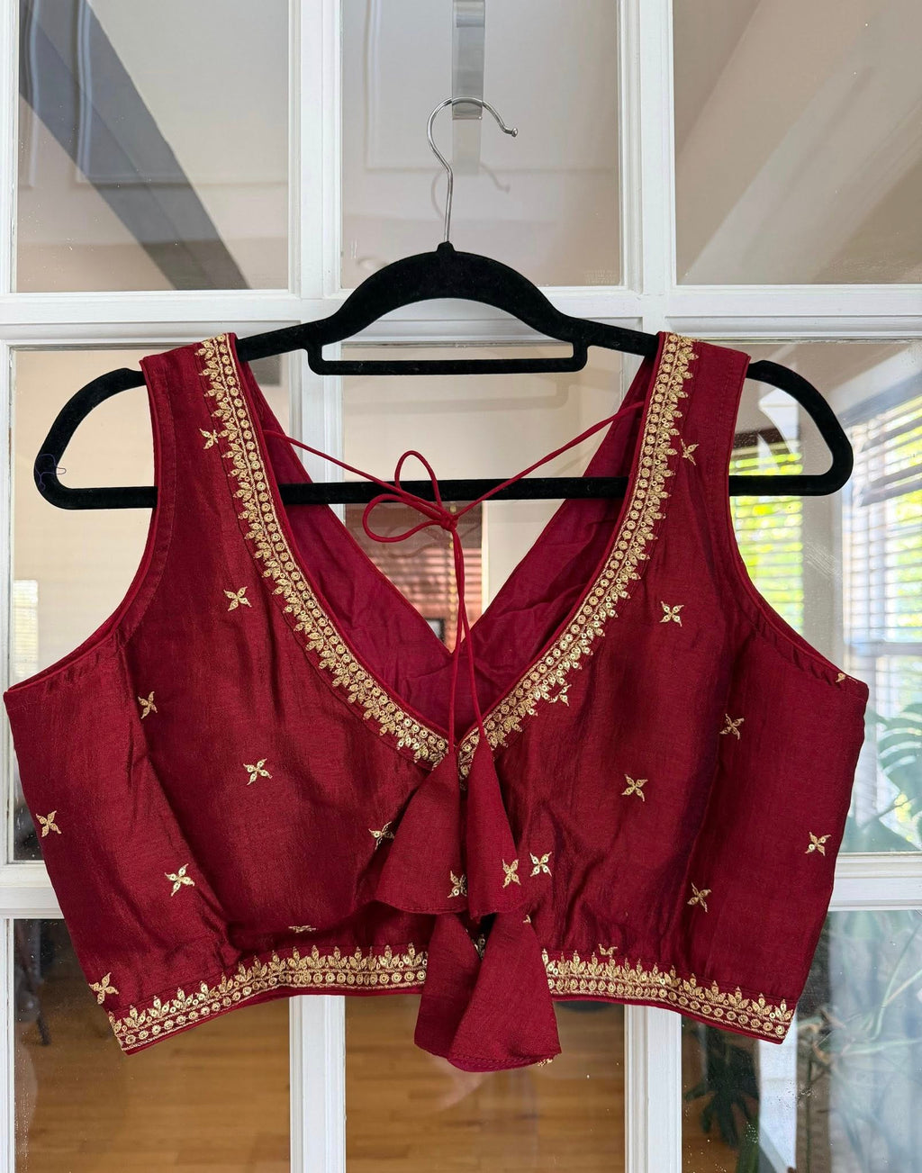 Maroon Red Embroidered Blouse