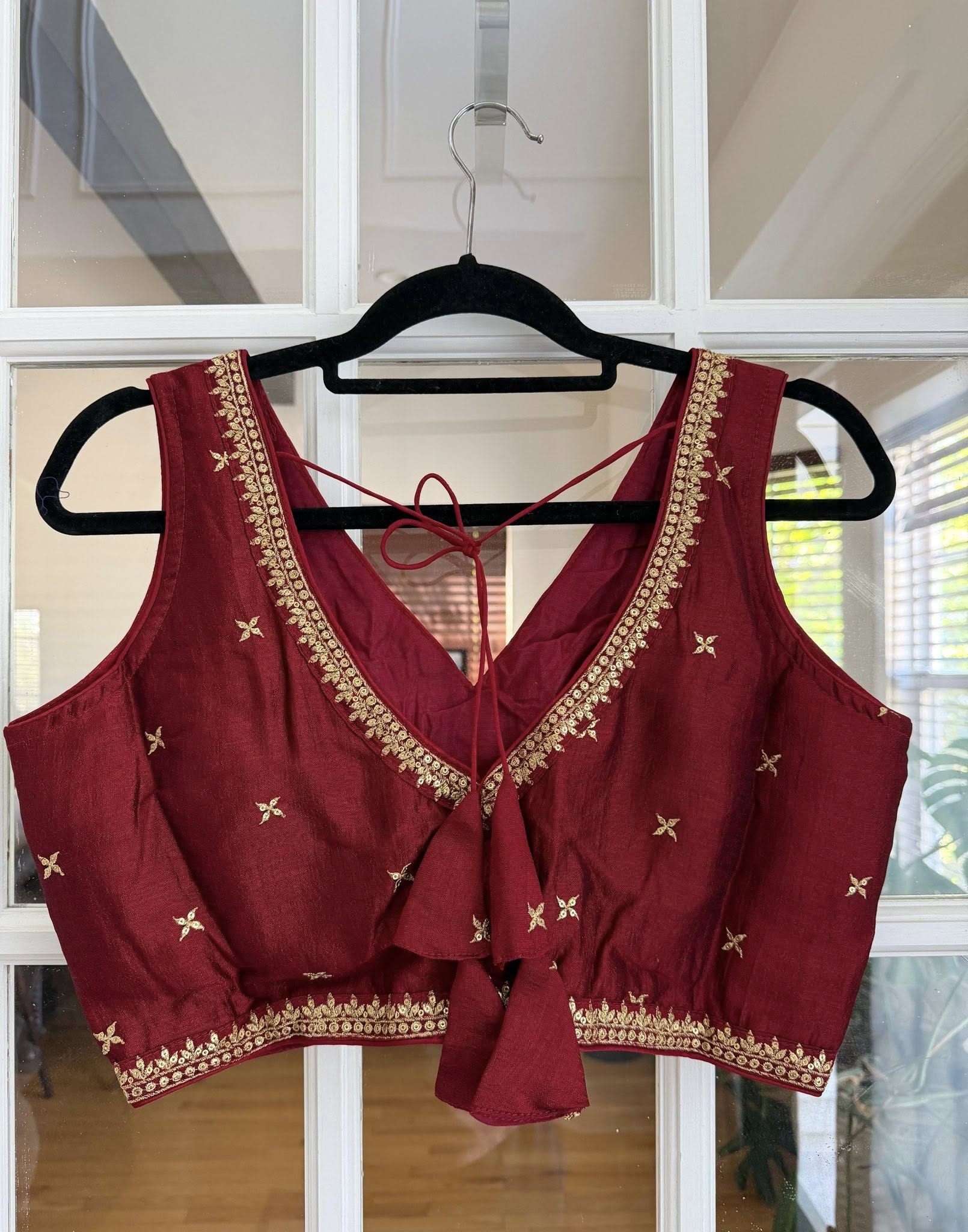 Maroon Red Embroidered Blouse