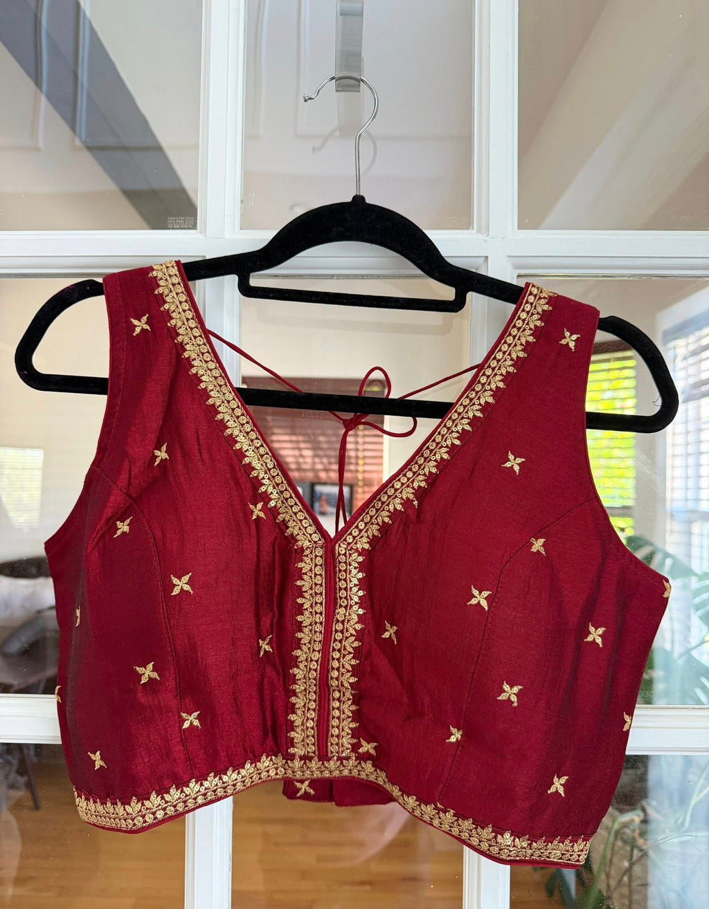 Maroon Red Embroidered Blouse