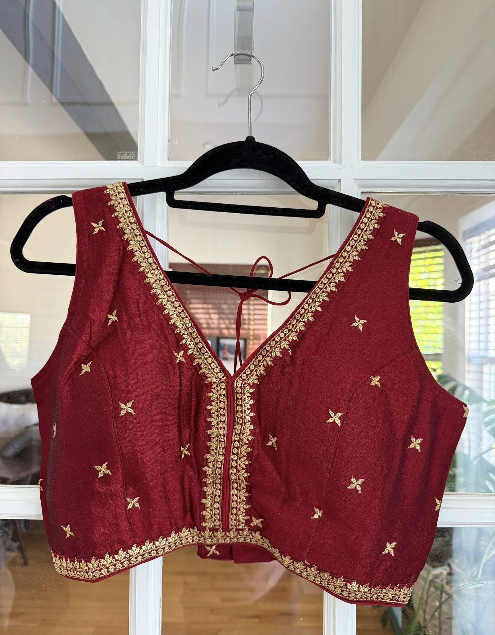 Maroon Red Embroidered Blouse