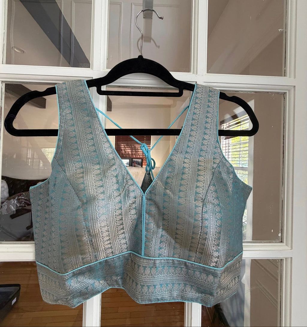 Pastel Blue Banarasi Blouse