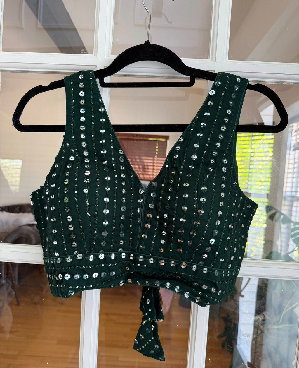 Mirror Work Deep Green Blouse