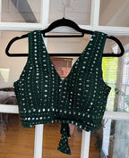 Mirror Work Deep Green Blouse