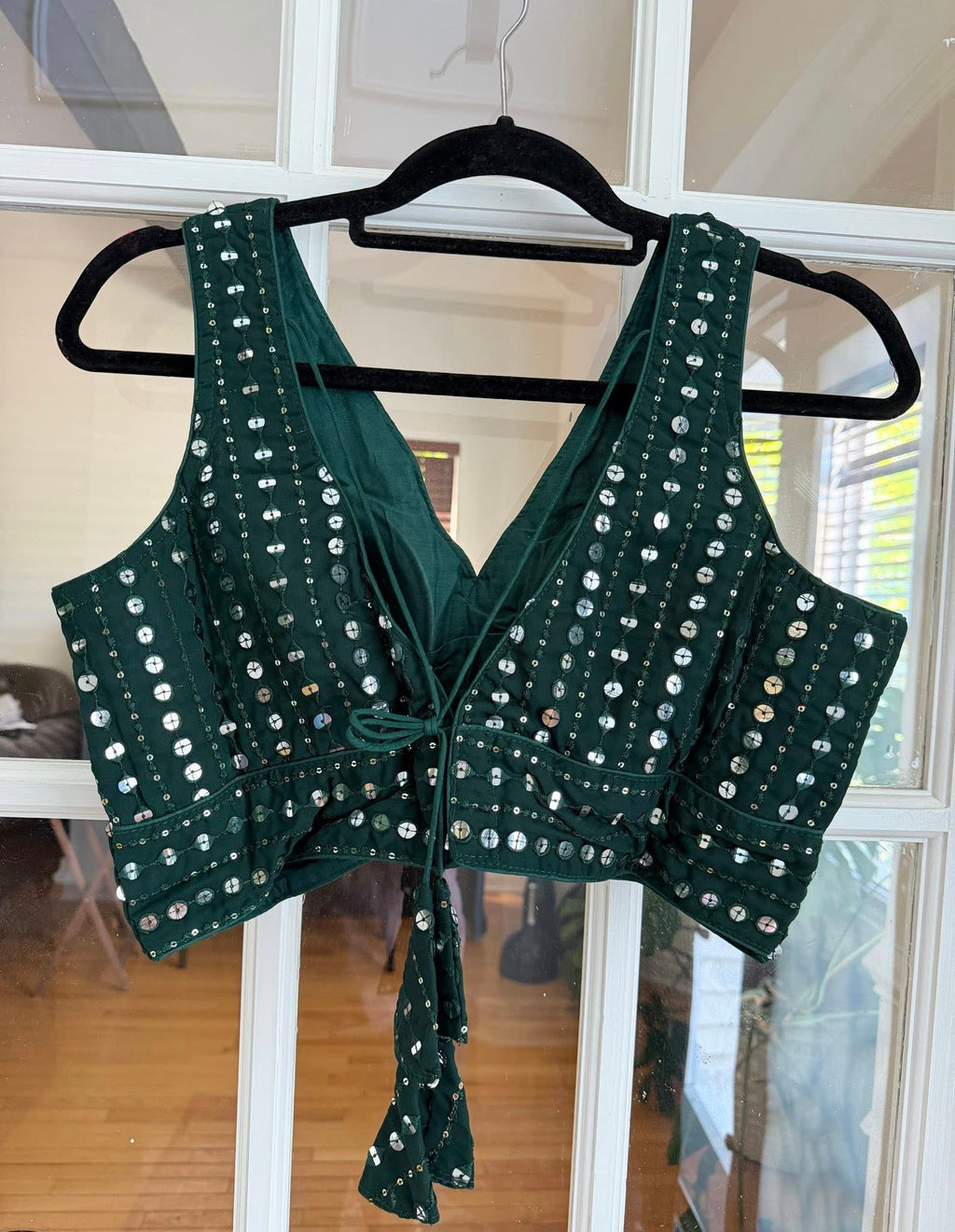 Mirror Work Deep Green Blouse