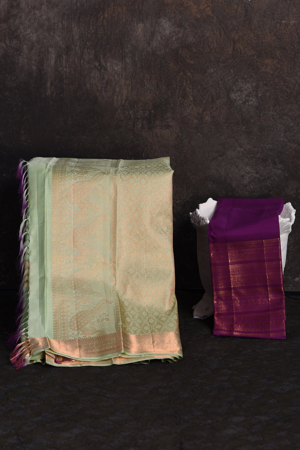 Bridal Pastel Green Kanchipuram Silk Saree