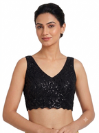 Cocktail Party Black Sequined Blouse