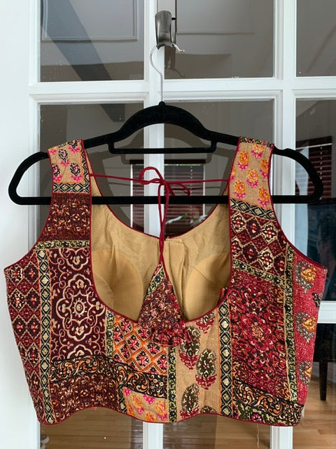 Sleeveless Ethnic Printed Blouse